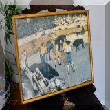 A42. Bullfight frame print by Picasso. 15” x 20” - $18 